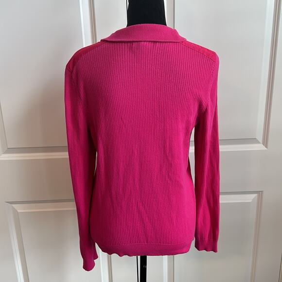 Ralph Lauren, Lauren Active LRL Pink Half-Zip Ribbed Pull Over Sweater - Picture 6 of 7